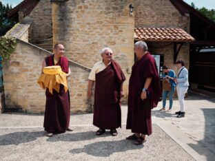 Thaye Dorje, His Holiness the 17th Gyalwa Karmapa, visits Dhagpo Kagyu Ling in France, 2023. Photo: Tokpa Korlo.