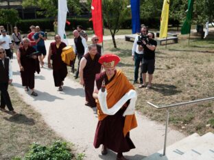 Thaye Dorje, His Holiness the 17th Gyalwa Karmapa, visits Dhagpo Kagyu Ling in France, 2023. Photo: Tokpa Korlo.