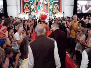 Thaye Dorje, His Holiness the 17th Gyalwa Karmapa, visits Dhagpo Kagyu Ling in France, 2023. Photo: Tokpa Korlo.