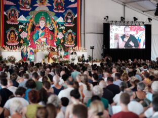 Thaye Dorje, His Holiness the 17th Gyalwa Karmapa, visits Dhagpo Kagyu Ling in France, 2023. Photo: Tokpa Korlo.