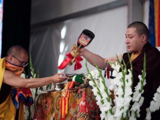 Thaye Dorje, His Holiness the 17th Gyalwa Karmapa, visits Dhagpo Kagyu Ling in France, 2023. Photo: Tokpa Korlo.