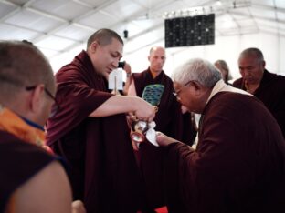 Thaye Dorje, His Holiness the 17th Gyalwa Karmapa, visits Dhagpo Kagyu Ling in France, 2023. Photo: Tokpa Korlo.