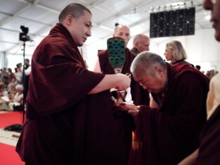 Thaye Dorje, His Holiness the 17th Gyalwa Karmapa, visits Dhagpo Kagyu Ling in France, 2023. Photo: Tokpa Korlo.