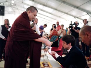 Thaye Dorje, His Holiness the 17th Gyalwa Karmapa, visits Dhagpo Kagyu Ling in France, 2023. Photo: Tokpa Korlo.