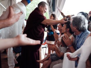 Thaye Dorje, His Holiness the 17th Gyalwa Karmapa, visits Dhagpo Kagyu Ling in France, 2023. Photo: Tokpa Korlo.