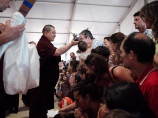 Thaye Dorje, His Holiness the 17th Gyalwa Karmapa, visits Dhagpo Kagyu Ling in France, 2023. Photo: Tokpa Korlo.