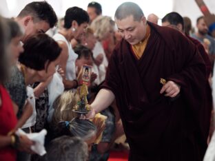 Thaye Dorje, His Holiness the 17th Gyalwa Karmapa, visits Dhagpo Kagyu Ling in France, 2023. Photo: Tokpa Korlo.