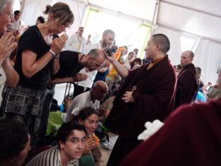 Thaye Dorje, His Holiness the 17th Gyalwa Karmapa, visits Dhagpo Kagyu Ling in France, 2023. Photo: Tokpa Korlo.