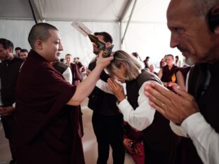 Thaye Dorje, His Holiness the 17th Gyalwa Karmapa, visits Dhagpo Kagyu Ling in France, 2023. Photo: Tokpa Korlo.