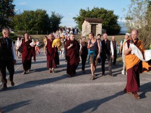 Thaye Dorje, His Holiness the 17th Gyalwa Karmapa, visits Dhagpo Kagyu Ling in France, 2023. Photo: Tokpa Korlo.