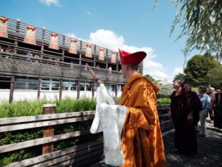 Thaye Dorje, His Holiness the 17th Gyalwa Karmapa, visits Dhagpo Kagyu Ling in France, 2023. Photo: Tokpa Korlo.