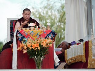 Thaye Dorje, His Holiness the 17th Gyalwa Karmapa, visits Dhagpo Kagyu Ling in France, 2023. Photo: Tokpa Korlo.