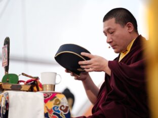 Thaye Dorje, His Holiness the 17th Gyalwa Karmapa, visits the Europe Center as part of his European tour, Aug 2023. Photo: Tokpa Korlo.