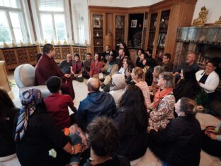 Thaye Dorje, His Holiness the 17th Gyalwa Karmapa, visits the Europe Center as part of his European tour, Aug 2023. Photo: Tokpa Korlo.