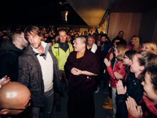 Thaye Dorje, His Holiness the 17th Gyalwa Karmapa, visits the Europe Center as part of his European tour, Aug 2023. Photo: Tokpa Korlo.