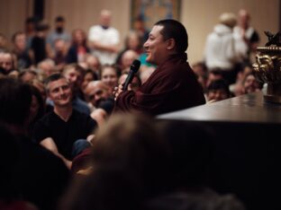 Thaye Dorje, His Holiness the 17th Gyalwa Karmapa, visits the Europe Center as part of his European tour, Aug 2023. Photo: Tokpa Korlo.