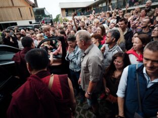 Thaye Dorje, His Holiness the 17th Gyalwa Karmapa, visits the Europe Center as part of his European tour, Aug 2023. Photo: Tokpa Korlo.