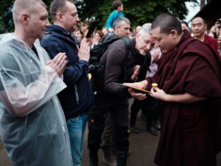 Thaye Dorje, His Holiness the 17th Gyalwa Karmapa, visits the Europe Center as part of his European tour, Aug 2023. Photo: Tokpa Korlo.