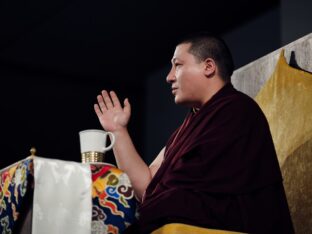 Thaye Dorje, His Holiness the 17th Gyalwa Karmapa, visits the Europe Center as part of his European tour, Aug 2023. Photo: Tokpa Korlo.