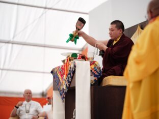 Thaye Dorje, His Holiness the 17th Gyalwa Karmapa, visits the Europe Center as part of his European tour, Aug 2023. Photo: Tokpa Korlo.