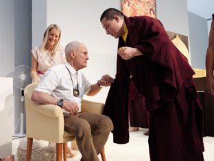 Thaye Dorje, His Holiness the 17th Gyalwa Karmapa, visits the Europe Center as part of his European tour, Aug 2023. Photo: Tokpa Korlo.