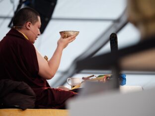 Thaye Dorje, His Holiness the 17th Gyalwa Karmapa, visits the Europe Center as part of his European tour, Aug 2023. Photo: Tokpa Korlo.