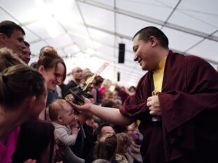 Thaye Dorje, His Holiness the 17th Gyalwa Karmapa, visits the Europe Center as part of his European tour, Aug 2023. Photo: Tokpa Korlo.