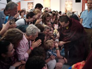 Thaye Dorje, His Holiness the 17th Gyalwa Karmapa, visits the Europe Center as part of his European tour, Aug 2023. Photo: Tokpa Korlo.