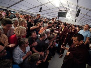 Thaye Dorje, His Holiness the 17th Gyalwa Karmapa, visits the Europe Center as part of his European tour, Aug 2023. Photo: Tokpa Korlo.