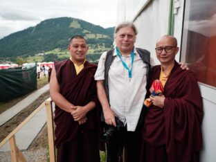 Thaye Dorje, His Holiness the 17th Gyalwa Karmapa, visits the Europe Center as part of his European tour, Aug 2023. Photo: Tokpa Korlo.