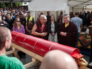 Thaye Dorje, His Holiness the 17th Gyalwa Karmapa, visits the Europe Center as part of his European tour, Aug 2023. Photo: Tokpa Korlo.