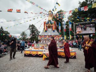 Thaye Dorje, His Holiness the 17th Gyalwa Karmapa, visits the Europe Center as part of his European tour, Aug 2023. Photo: Tokpa Korlo.