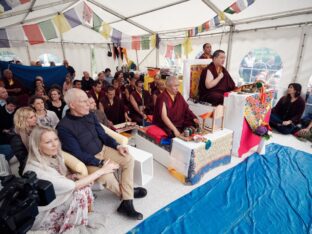 Thaye Dorje, His Holiness the 17th Gyalwa Karmapa, visits the Europe Center as part of his European tour, Aug 2023. Photo: Tokpa Korlo.