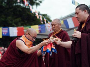 Thaye Dorje, His Holiness the 17th Gyalwa Karmapa, visits the Europe Center as part of his European tour, Aug 2023. Photo: Tokpa Korlo.