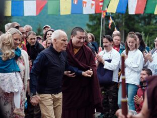 Thaye Dorje, His Holiness the 17th Gyalwa Karmapa, visits the Europe Center as part of his European tour, Aug 2023. Photo: Tokpa Korlo.