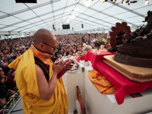 Thaye Dorje, His Holiness the 17th Gyalwa Karmapa, visits the Europe Center as part of his European tour, Aug 2023. Photo: Tokpa Korlo.