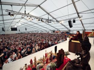 Thaye Dorje, His Holiness the 17th Gyalwa Karmapa, visits the Europe Center as part of his European tour, Aug 2023. Photo: Tokpa Korlo.