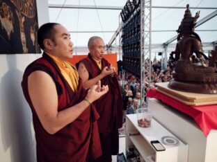 Thaye Dorje, His Holiness the 17th Gyalwa Karmapa, visits the Europe Center as part of his European tour, Aug 2023. Photo: Tokpa Korlo.