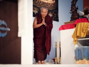 Thaye Dorje, His Holiness the 17th Gyalwa Karmapa, visits the Europe Center as part of his European tour, Aug 2023. Photo: Tokpa Korlo.