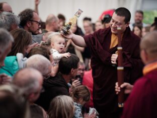 Thaye Dorje, His Holiness the 17th Gyalwa Karmapa, visits the Europe Center as part of his European tour, Aug 2023. Photo: Tokpa Korlo.