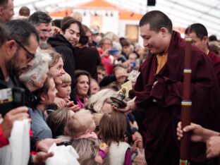 Thaye Dorje, His Holiness the 17th Gyalwa Karmapa, visits the Europe Center as part of his European tour, Aug 2023. Photo: Tokpa Korlo.