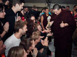 Thaye Dorje, His Holiness the 17th Gyalwa Karmapa, visits the Europe Center as part of his European tour, Aug 2023. Photo: Tokpa Korlo.