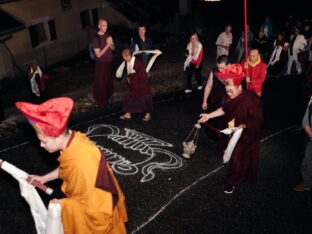 Thaye Dorje, His Holiness the 17th Gyalwa Karmapa, visits Montchardon on his European tour, 2023. Photo: Tokpa Korlo.