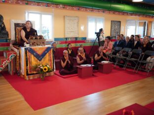 Thaye Dorje, His Holiness the 17th Gyalwa Karmapa, visits Montchardon on his European tour, 2023. Photo: Tokpa Korlo.