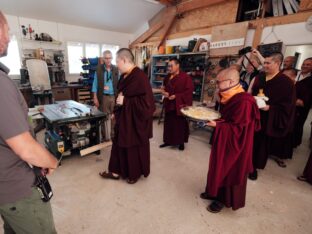 Thaye Dorje, His Holiness the 17th Gyalwa Karmapa, visits Montchardon on his European tour, 2023. Photo: Tokpa Korlo.