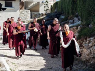 Thaye Dorje, His Holiness the 17th Gyalwa Karmapa, visits Montchardon on his European tour, 2023. Photo: Tokpa Korlo.