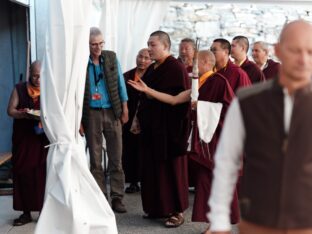 Thaye Dorje, His Holiness the 17th Gyalwa Karmapa, visits Montchardon on his European tour, 2023. Photo: Tokpa Korlo.