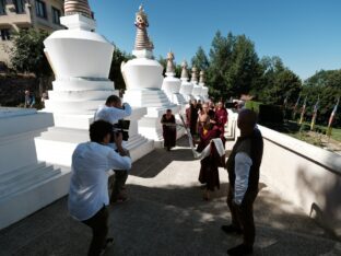 Thaye Dorje, His Holiness the 17th Gyalwa Karmapa, visits Montchardon on his European tour, 2023. Photo: Tokpa Korlo.