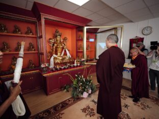 Thaye Dorje, His Holiness the 17th Gyalwa Karmapa, visits Montchardon on his European tour, 2023. Photo: Tokpa Korlo.