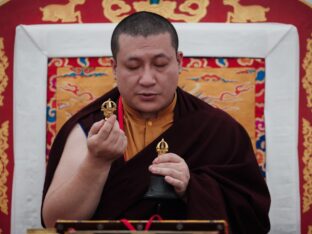 Thaye Dorje, His Holiness the 17th Gyalwa Karmapa, visits Montchardon on his European tour, 2023. Photo: Tokpa Korlo.